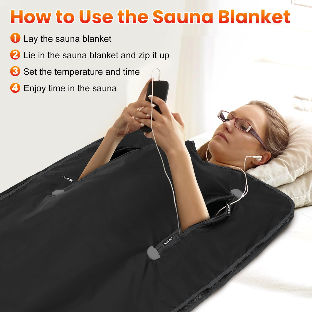 X-Vcak Sauna Blanket, Sauna, Portable Sauna for Home, 86-158℉, 20-60 Minutes Timer, 6 ft x 2.62 ft X-Vcak