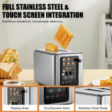 WHALL Touch Screen Toaster 2 Slice, Stainless Steel Digital Timer Toaster with Sound Function, Smart Extra Wide Slots Toaster with Bagel, Cancel, Defrost (silver) whall