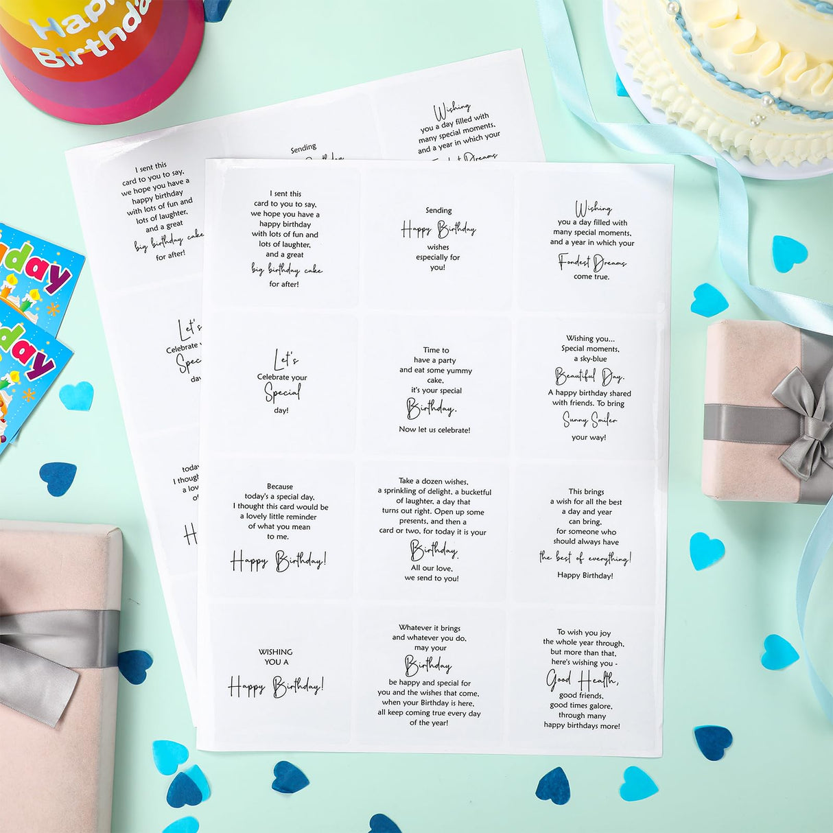 Watersay 240 Pcs Birthday Selection Peelable Stickers for Birthday Card Making Peelable Stickers for Adults Verses and Sentiments DIY Card Making Accessories Decoration Watersay