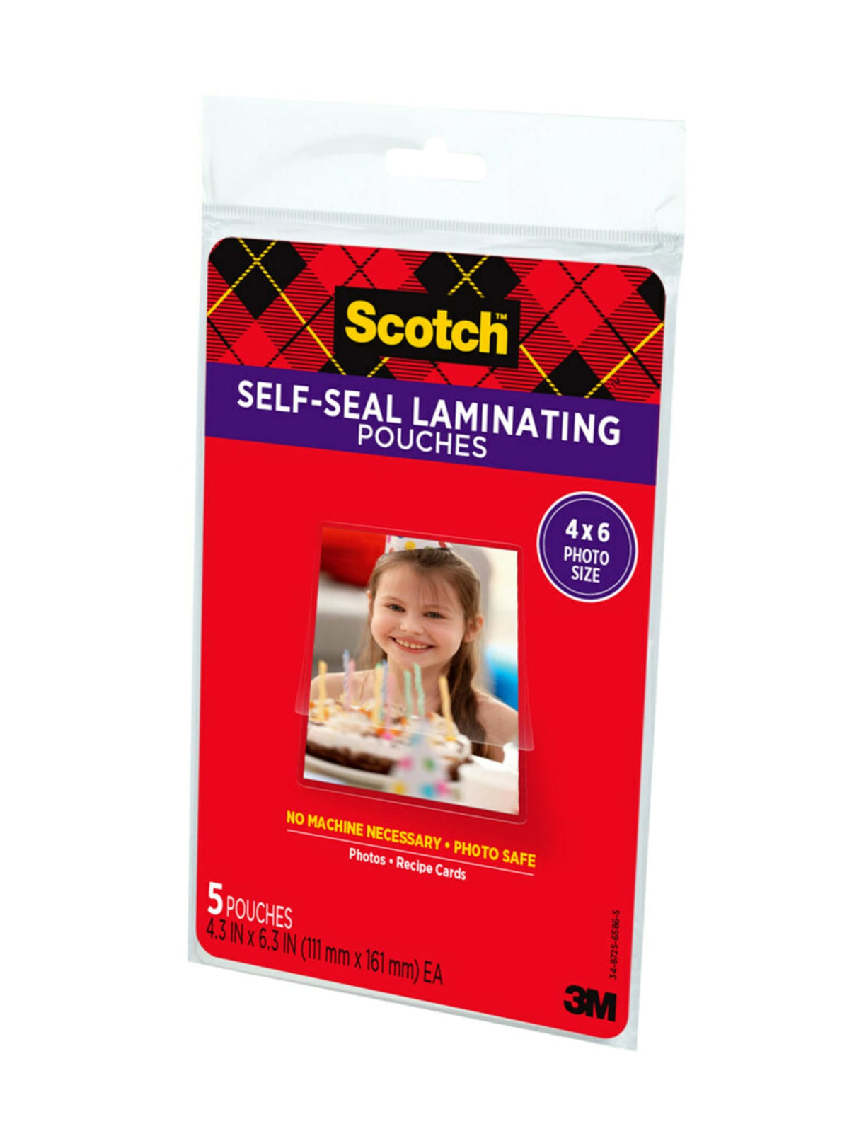 Scotch Self-Sealing Laminating Pouches, 4 x 6 Inches, 3-Pack of 5 Pouches – No Machine Needed, Clear, Photo Safe Scotch