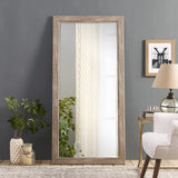 Naomi Home Farmhouse Full-Length Mirror with Wood Frame – Rustic 66"x32" Large Floor Mirror, Elegant Full Body Standing or Wall Mirror, Rustic Wood Mirror Full Length for Bedroom, Warm Grey Finish Naomi Home