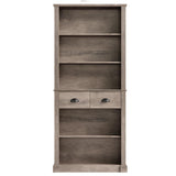 FACBOTALL 72" Farmhouse Bookshelf and Bookcase with Storage, Tall Bookshelf with Drawers, 5 Tier Book Shelf with Storage, Wood Display Shelves for Home Office, Study, Wash Gray FACBOTALL