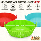 Buauty 3 Pack Air Fryer Silicone Liners 8inch Air Fryer Silicone Pot Reusable Food Grade Silicone Airfryer Liners Baking Basket Accessories Replacement of Flammable Disposable Parchment Paper Buauty