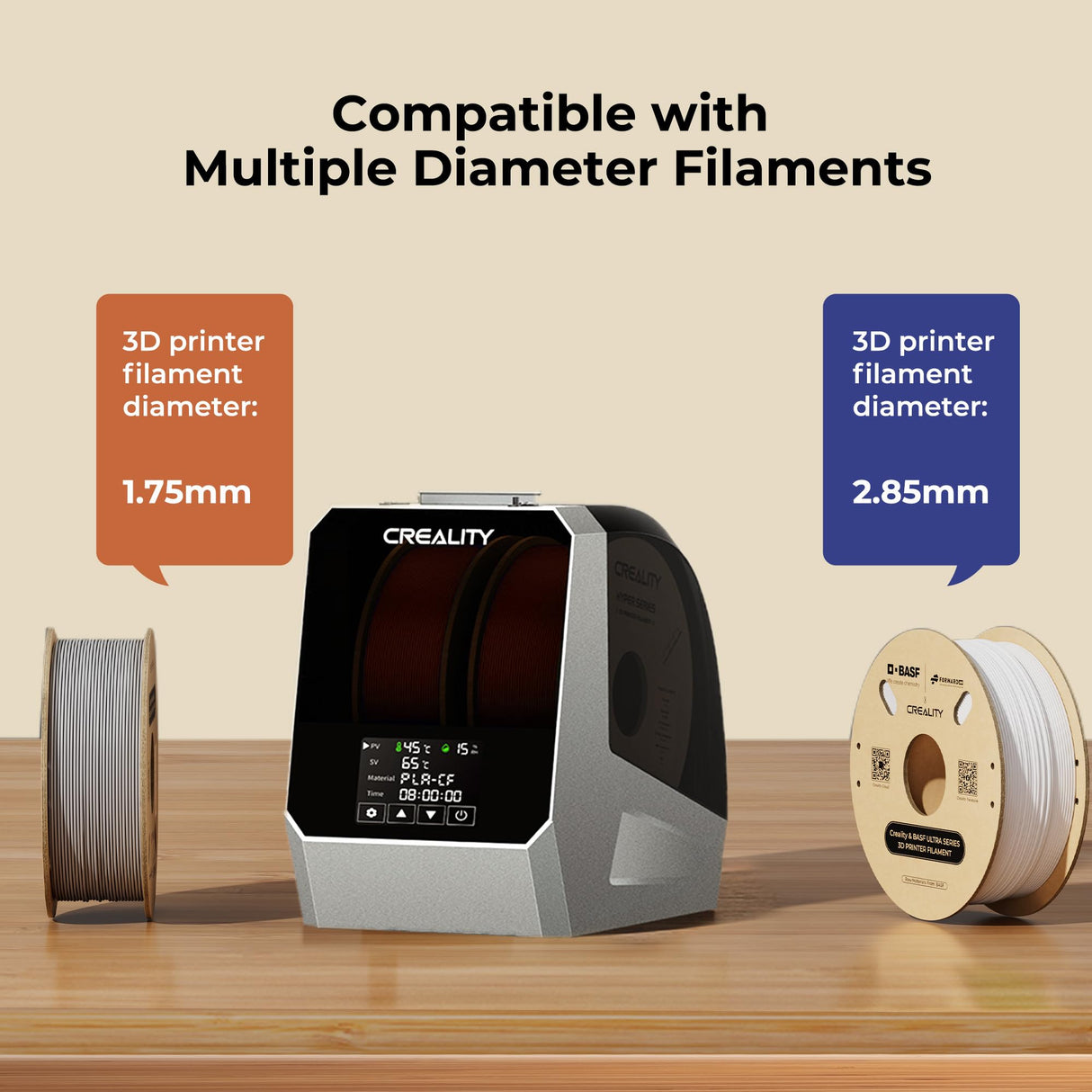 2024 CREALITY Official Space Pi Filament Dryer Plus, Dual-Spool Filament Dryer Box for 3D Printing with PTC Heater, 360° Fast Heating, 4'' LCD Touch Screen, One Key Set, Compatible with PLA PETG ABS Creality