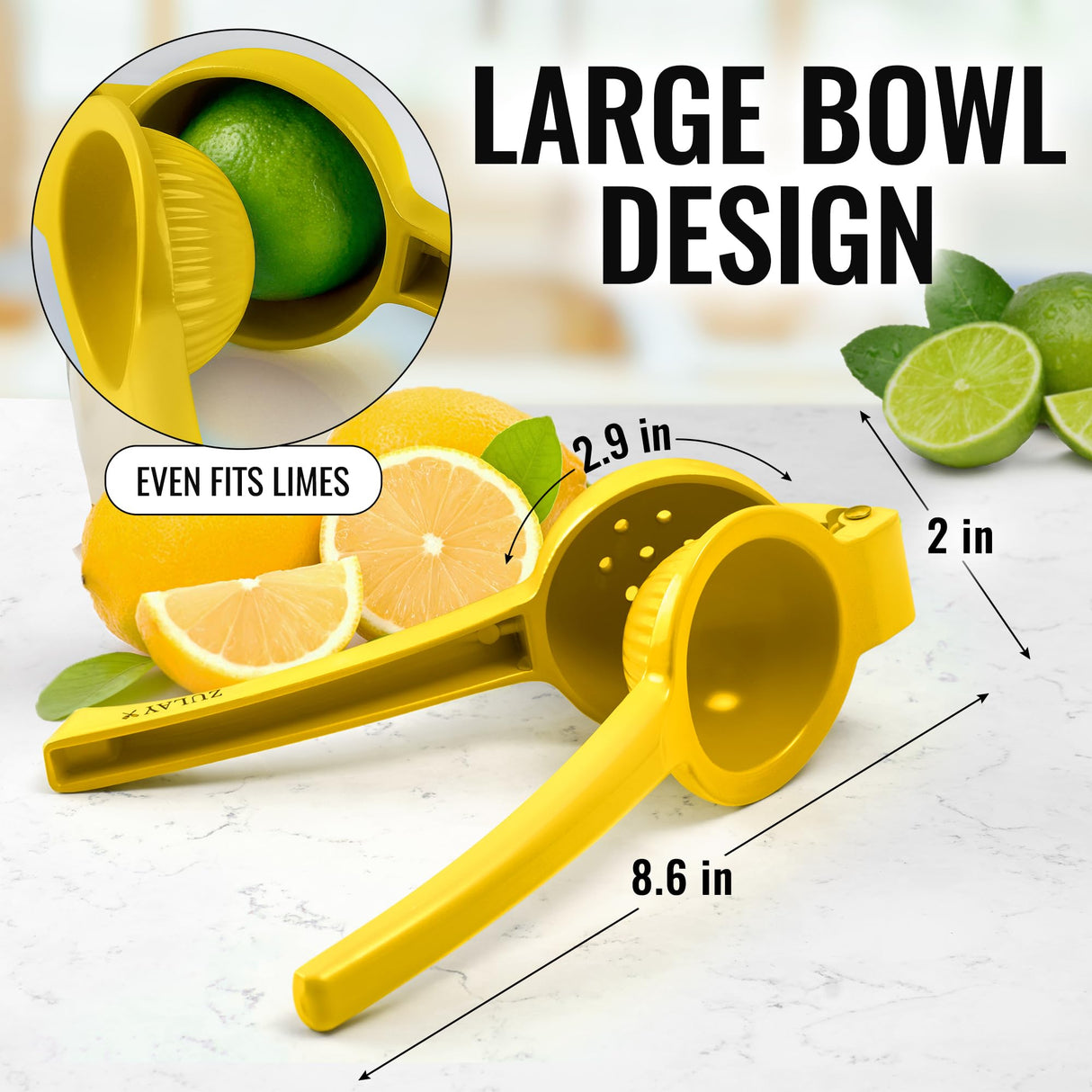 Zulay Kitchen Metal Lemon Squeezer - Handheld Lemon Juicer Squeezer - Easy to Use Citrus Juicer - Manual Press for Extracting the Most Juice Possible - Extracts Every Last Drop Zulay Kitchen