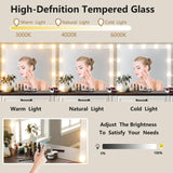 Diwnnue Farmhouse Vanity Makeup Desk, 43" W Vanity Desk with Lights Mirror and Drawers for Makeup, Big Modern Vanity Table Set with Vanity Stool for Bedroom, Antique White Diwnnue