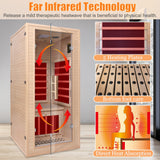 1-Person Far Infrared Sauna, 1350W Low EMF Far Infrared Heating Indoor Home Personal Sauna Room – Bluetooth Speakers, LED Light Therapy, Easy Assembly, Hemlock Wood Dry Sauna (32"L x 34"W x 67"H) DWKWE