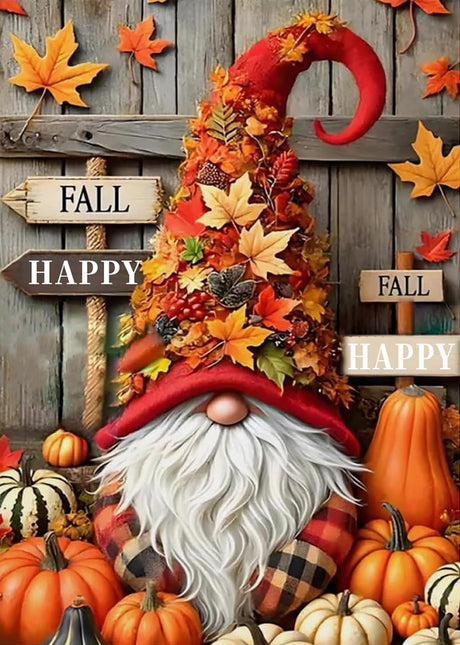 Fall Gnome Pumpkin Leaf Diamond Painting Kits for Adults, 5D Diamond Art Kits for Adults Beginners, DIY Full Round Drill Diamond Dot Painting Gem Art Kits for Adult, Home Wall Decor 11.8x15.7 Inch LKHMVCA