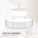 YOUDENOVA 31.5” Round Fluted Coffee Table, Modern Wood Circle Coffee Table, Veneer Handcrafted Relief Tea Table with Sturdy Pedestal for Living Room - Nature YOUDENOVA