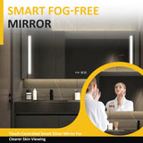 TIZAZO Double Floating Vanity Cabinet Sink - LED Defogging Smart Mirror Cabinet | Wall - Mounted Wood Vanity with Open Shelf & 3 Drawers (50'') TIZAZO