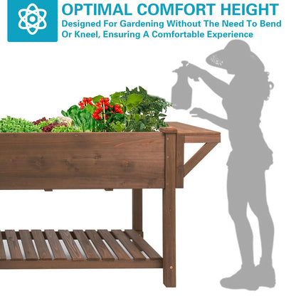 Gowoodhut Raised Garden Bed with Legs Outdoor, Elevated Garden Box with Grow Grid, Large Storage Shelf for Vegetable, Flower, Herb, Easy to Assemble，73x23x32 in - WoodArtSupply