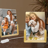 HSOKEW 2 Pack Sublimation Night Light Blank, Sublimation LED Acrylic Photo Frame Panel White 4" x 6" with Warm Light LED Night Light Picture Frame LED Wood Stand Light for Heat Press Machine Printing HSOKEW