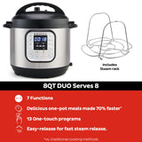 Instant Pot Duo 7-in-1 Electric Pressure Cooker, Slow Cooker, Rice Cooker, Steamer, Sauté, Yogurt Maker, Warmer & Sterilizer, Includes App With Over 800 Recipes, Stainless Steel, 8 Quart Instant Pot