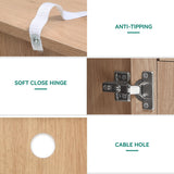 YITAHOME Rattan TV Stand for up to 65 Inch TVs, Boho Entertainment Center with Storage, TV Media Console with Drawers, Adjustable Shelves for Living Room (Natural Oak) YITAHOME