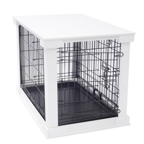 zoovilla White Dog Cage with Crate Cover, Dog Kennel Medium zoovilla