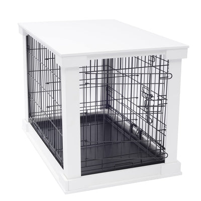 zoovilla White Dog Cage with Crate Cover, Dog Kennel Medium