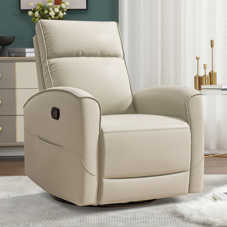 HAOMARKETS Swivel Rocker Recliner Chair, Manual Faux Leather Glider Rocking Recliners for Adults, 360° Swivel Nursery Reclining Sofa with Storage Pocket HAOMARKETS