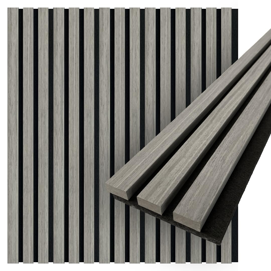 Concord 3D Wall Panels | Acoustic Wood Panels for Wall - Grey | 94.5” x 5” Each | Soundproof Paneling | 8 Foot Wall Panels for Interior Wall Decor - COA1422 (Pack of 6) 18.7 sqft. -M CONCORD WALLCOVERINGS ™