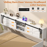 Homieasy Daybed with Trundle, Farmhouse Twin Day Bed with Bookcase Headboard and Charging Station, Heavy Duty Metal Sofa Bed Frame with Pop-up Trundle Bed for Living Room, Bedroom, White Homieasy