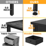 Nightstands Set of 2 with Drawers, Bedside Table Set of 2 with Storage Shelf, Heavy Duty End Side Table for Living Room Bedroom Small Space Sofa Couch, Wood Metal Night Stand, Easy to Assemble, Black CALERTAIN