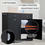 Spurgehom 13 Gallons Tilt Out Trash Cabinet Kitchen Waste Bins Modern Kitchen Trash Cabinet with Adjustable Shelf and Hideaway Drawers, Pet Proof Trash Can Holder for Kitchen Living Room, Black Spurgehom