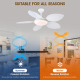 Wiviniya Ceiling Fans with Lights and Remote/APP Control, 48 Inch Tropical Ceiling Fan for Bedroom Living Room, Outdoor Palm Leaf Ceiling Fan for Patios Porch, Dimmable, 6 Speeds, Reversible, White Wiviniya