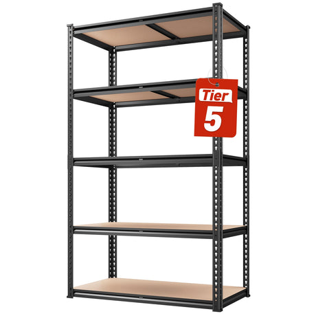 REIBII 72" H x 35.55" W x 16" D Storage Shelves 5 Tier Garage Shelving Heavy Duty 2020LBS Adjustable Metal Shelving Unit for Garage Shelves Utility Rack Shelf for Basement Pantry Closet Shelves,Black REIBII