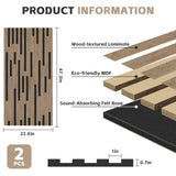 2 Pack Acoustic Wood Panels for Wall,Soundproof Wall Panels, Wood Slat Wall Panels for Interior Decoration and Noise Reduction 3D Textured Panel for Wall (Walnut,47.3 x 23.6 x 0.7inch) laapee