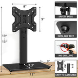 TVON Universal TV Stand Base, Swivel Table Top TV Stand for 20-43 inch TVs/Monitors with 4 Level Height Adjustment and Tempered Glass Base, Holds up to 88LBS, VESA 200x200mm TVON