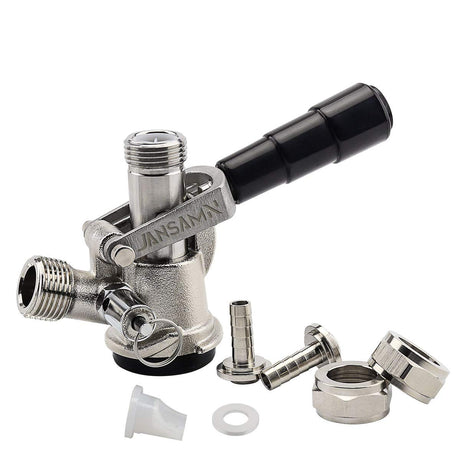 Keg Coupler, Sankey D Tap with 304 Stainless Steel Probe, Keg Coupler D System with Black Handle & Hose Clamp, D Style,Sankey D Tap for 5/16" ID Hose JANSAMN