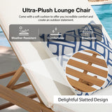 Patiorama Patio Acacia Wood Chaise Lounge Set of 2, Outdoor Folding Lounge Chair Recliner w/Adjustable Backrest, Wheels, Padded Cushion, Portable Sun Lounger Pool Chair for Deck, FSC Certified, Cream Patiorama