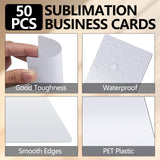 50PCS Sublimation Business Cards,3.34 x 2.12 x 0.014 Inch Blank Sublimation Card，PET Plastic Double sided Sublimation Business Cards for Color UV Print (0.35mm) (50) Cevhzoe