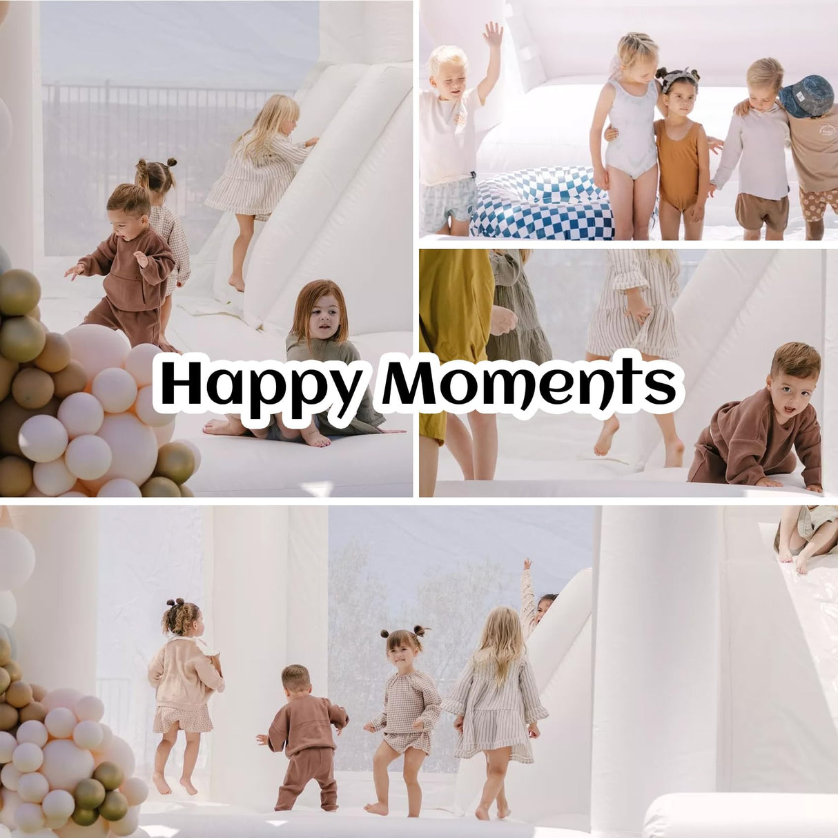 White Bounce House for Adults Kids,15.8FT Heavy Duty 100% PVC Large Commercial Bounce House Bouncy Castle with Big Slide and Ball Pit for Backyard,Birthday Party,Wedding,Outdoor Game Eachup