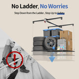 KOKORACKER Garage Ceiling Storage Racks, Heavy-duty 4x4 Ft Overhead Garage Storage Rack with Safety Lock, Ideal for Overhead Storage Mounted Lift System and Storage Organizer, 250lbs Capacity KOKORACKER