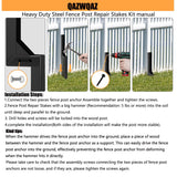 Fence Post Repair Stakes Kit - Heavy Duty Steel Wooden Fence Post Repair Bracket Anchor with Anti-Rust - Quick Fix Broken and Leaning Wood Fence Post Stabilizer Ground Spike (1 Pack) QAZWQAZ