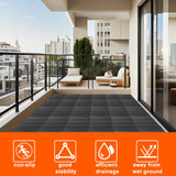 SHUESS 9 PCS Interlocking Deck Tiles 12”x 12” Patio Deck Tiles Plastic Waterproof Outdoor Flooring Covering for Walkway Front Porch Poolside Balcony Backyard, Black (All Weather Use) SHUESS