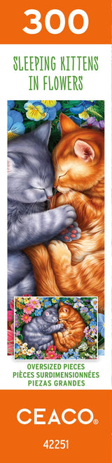 Ceaco - Sleeping Kittens in Flowers - 300 Oversized Piece Jigsaw Puzzle, 24 x 18 Ceaco