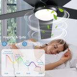 Ayaoty Ceiling Fans with Lights, 48 inch Low Profile Ceiling Fan with Light and Remote Control, Flush Mount, Reversible Motor, Dimmable, Noiseless, Black Ceiling Fan for Bedroom, Indoor/Outdoor Use Ayaoty