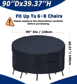 Round Patio Furniture Covers - 90" Dia Waterproof Table & Fire Pit Cover - Anti-Fading for Outdoor Dining Sets TIFILE
