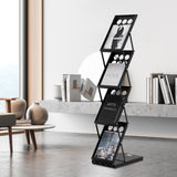 VEVOR Foldable Magazine Display Rack, 4-Tier Brochure Literature Display Stand, Portable Catalog Brochure Holder Stand with Carrying Bag for Office Trade Show Exhibitions, 4 Pockets VEVOR