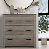 Vikiullf Wooden Chest of Drawer - 3 Drawer Dresser for Bedroom, Farmhouse Dresser, Storage Drawers for Bedroom, Nursery, Living Room, Hallway, Entryway Organizer, Grey Vikiullf