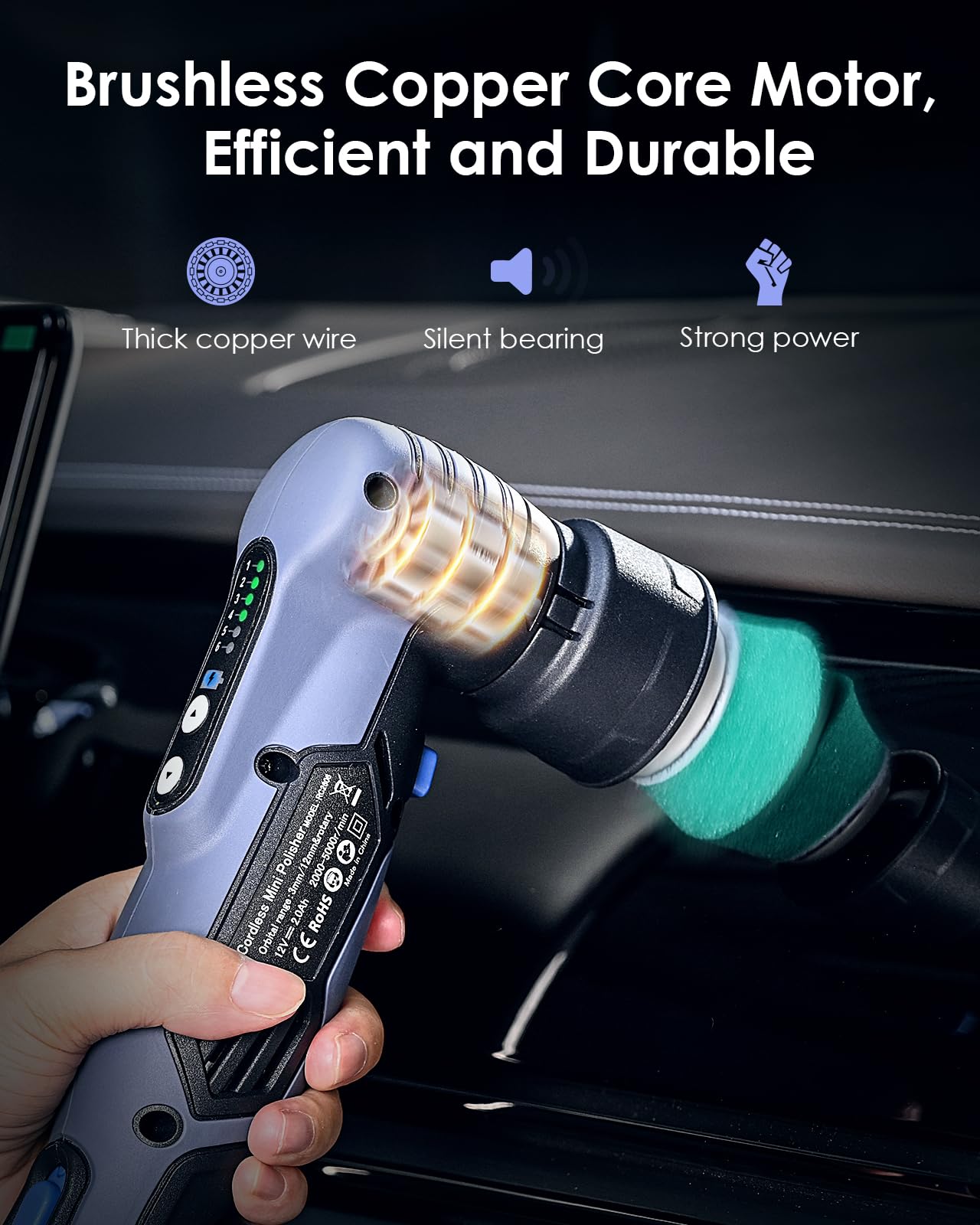 RAYBAO Mini Polisher, 2/1.5 inch Cordless Mini Polisher with 2pcs 2.0Ah Batteries, Works as DA & RO Polisher, Small Polisher with 6 Speeds, 53 Accessories, Mini Polisher for Car Detailing, Po - WoodArtSupply