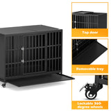REXWELTEN 48 inch Heavy Duty Dog Crate with Self-Locking Latch, Indestructible Large Steel Kennel with Enclosed Design, Escape-Proof and Chew-Proof Pet Cage for High Anxiety Dogs Rexwelten