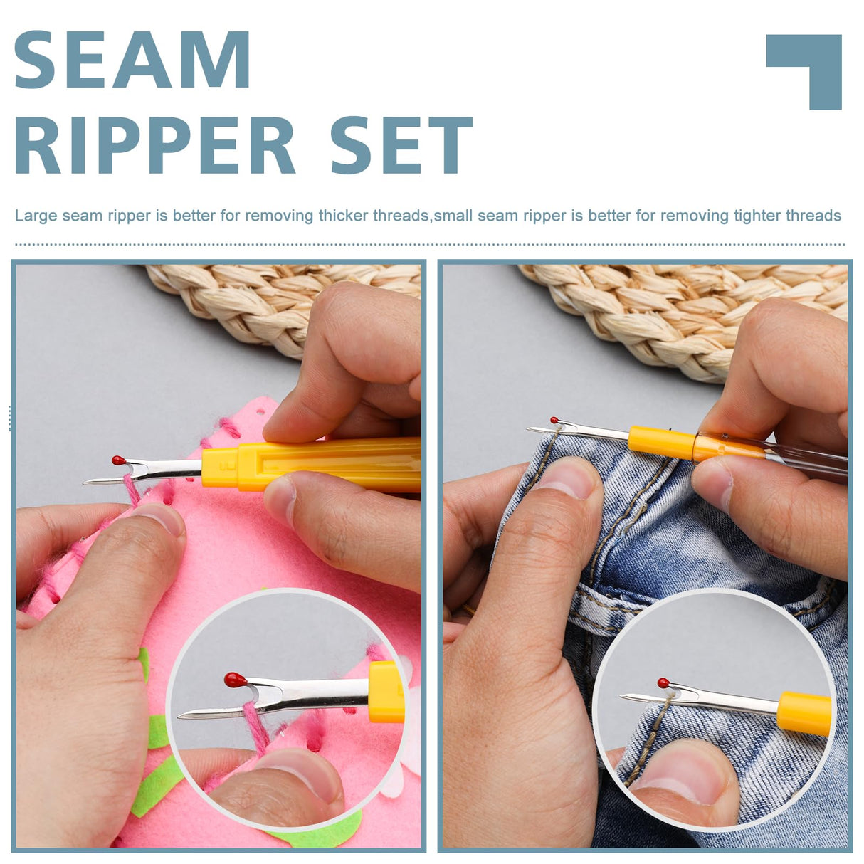 ZMAAGG Seam Ripper-6 PCS Stitch Remover Tool, Seam Rippers for Sewing, Needle Threaders, Tape Measure, Tailors Awl, Thread Snips ZMAAGG