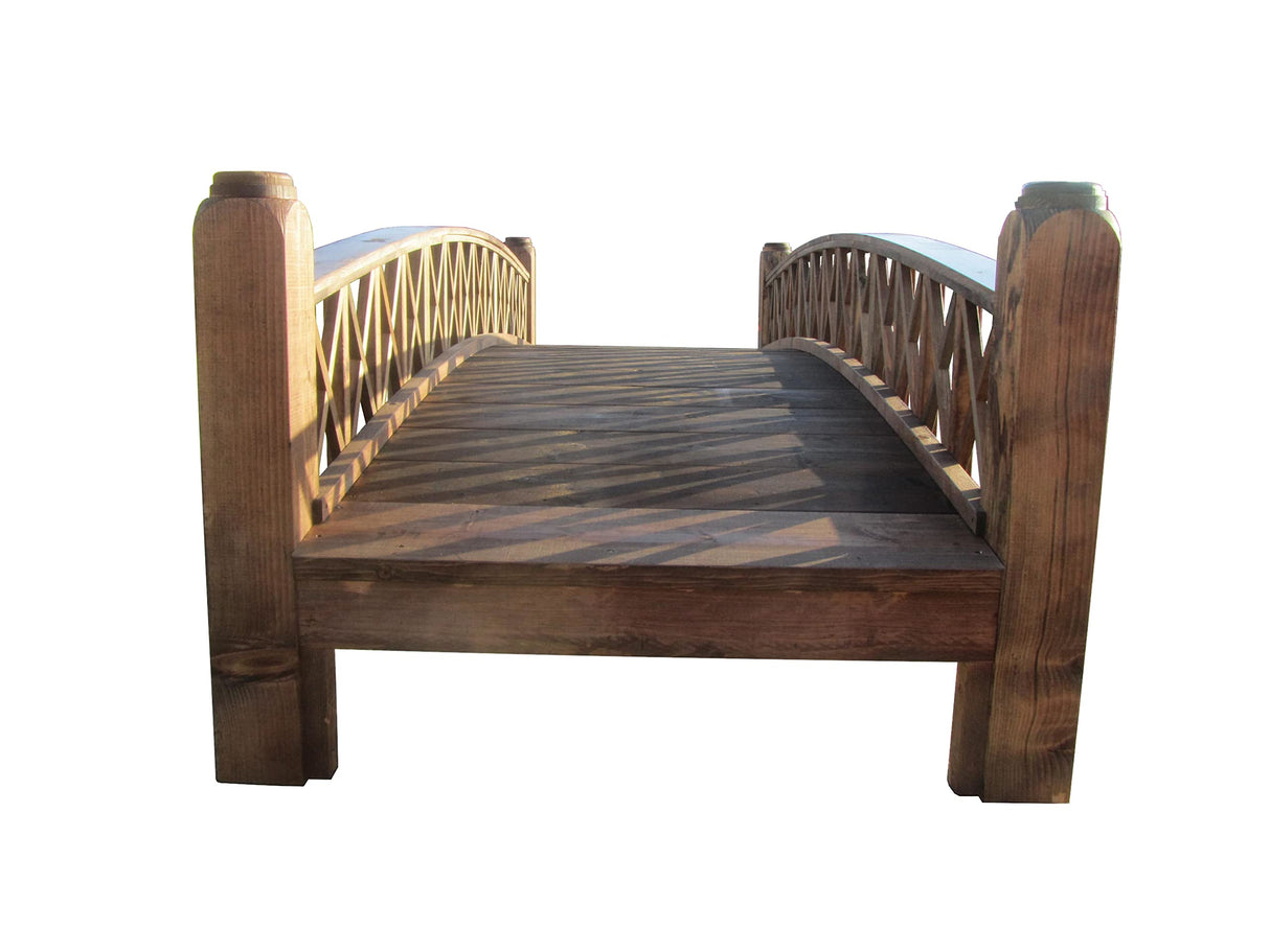 SamsGazebos 12-Foot Swan Garden Bridge Medium Cross Halving Lattice Rails Commercial Grade SamsGazebos