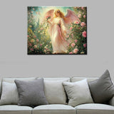 Tucocoo Angel Garden Roses Paint by Numbers Kits with Brushes and Acrylic Pigment on Canvas Painting for Adults, Romantic Girl Dreamy Pink Flower Picture for Home Decor Gifts 16''x20'' (DIY Framed) Tucocoo