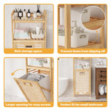 Lkeiyay Laundry Hamper Tilt-Out Laundry Linen Hamper Bamboo, 2 storage shelves and Removable Lining for Bedroom,Laundry Room,bathroom storage cabinet Lkeiyay