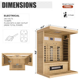 MEISSALIVVE Full Spectrum Infrared Sauna，2-3 Person Home Sauna，Wooden Canadian Hemlock Indoor Spa Sauna with Resonance Speaker, Panoramic Tempered Glass Door MEISSALIVVE