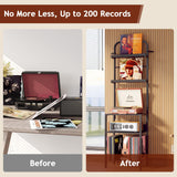 Homsorout Record Player Stand with Vinyl Storage - 5-Tier Turntable Table with Adjustable Feet, Metal & Wood Cabinet - Console Organizer Display Shelf for Living Room, Apartment Homsorout