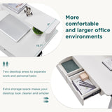 RedLemon 60 Inches L Shaped Electric Standing Desk, Height Adjustable Corner Gaming Desk with Drawers, Keyboard Tray, Power Outlets & LED Lights, Comnputer Desk with Monitor Shelf, Antique White RedLemon